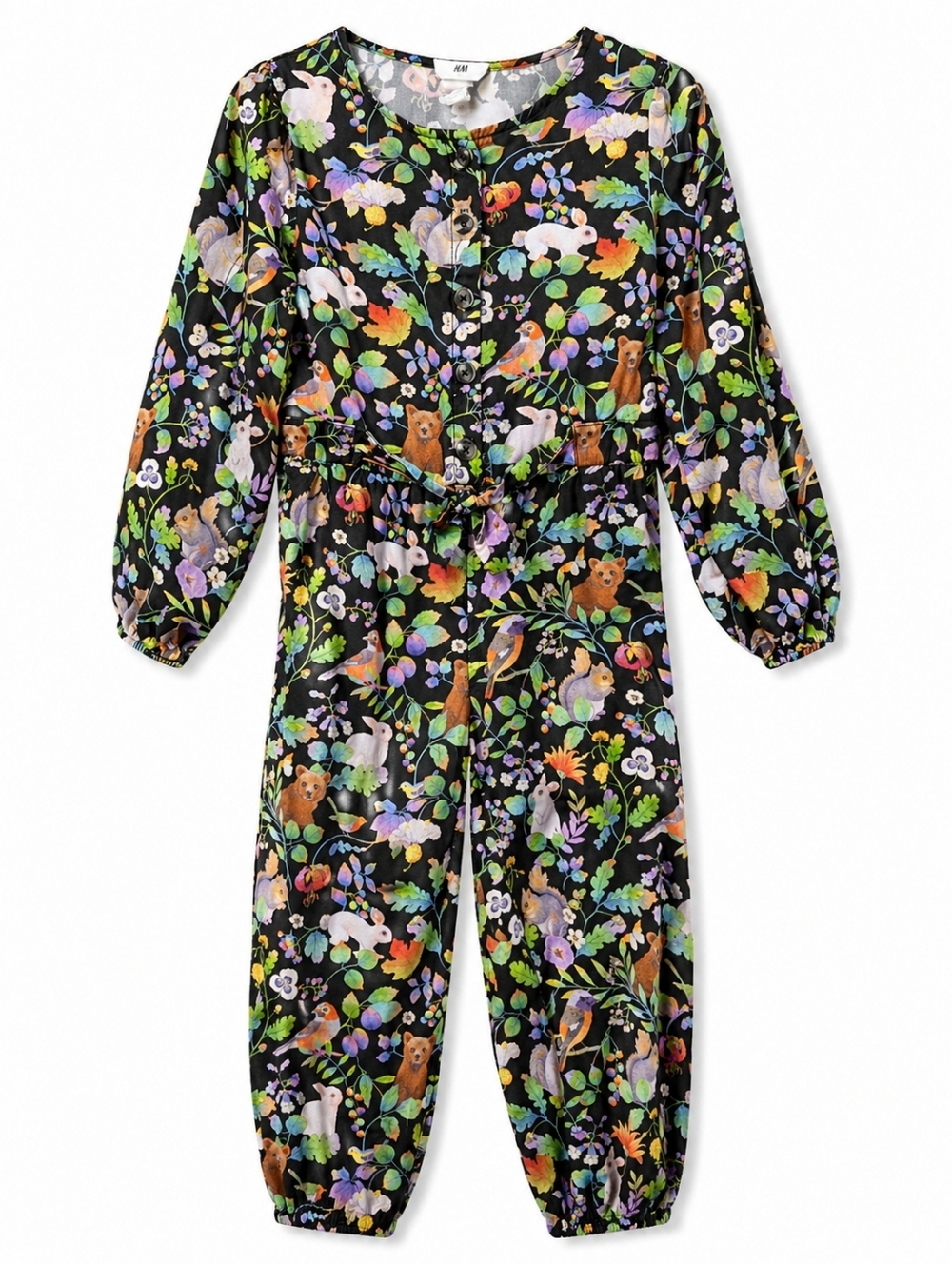 2/$20 H&M Whooli Chen girls Jumpsuit size 8 Woodland Animal Print Button Front